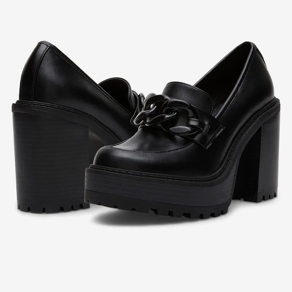 Madden Girl Shoes - New Black Madden Girl Kasper Loafers Chunky Heel size 9.5